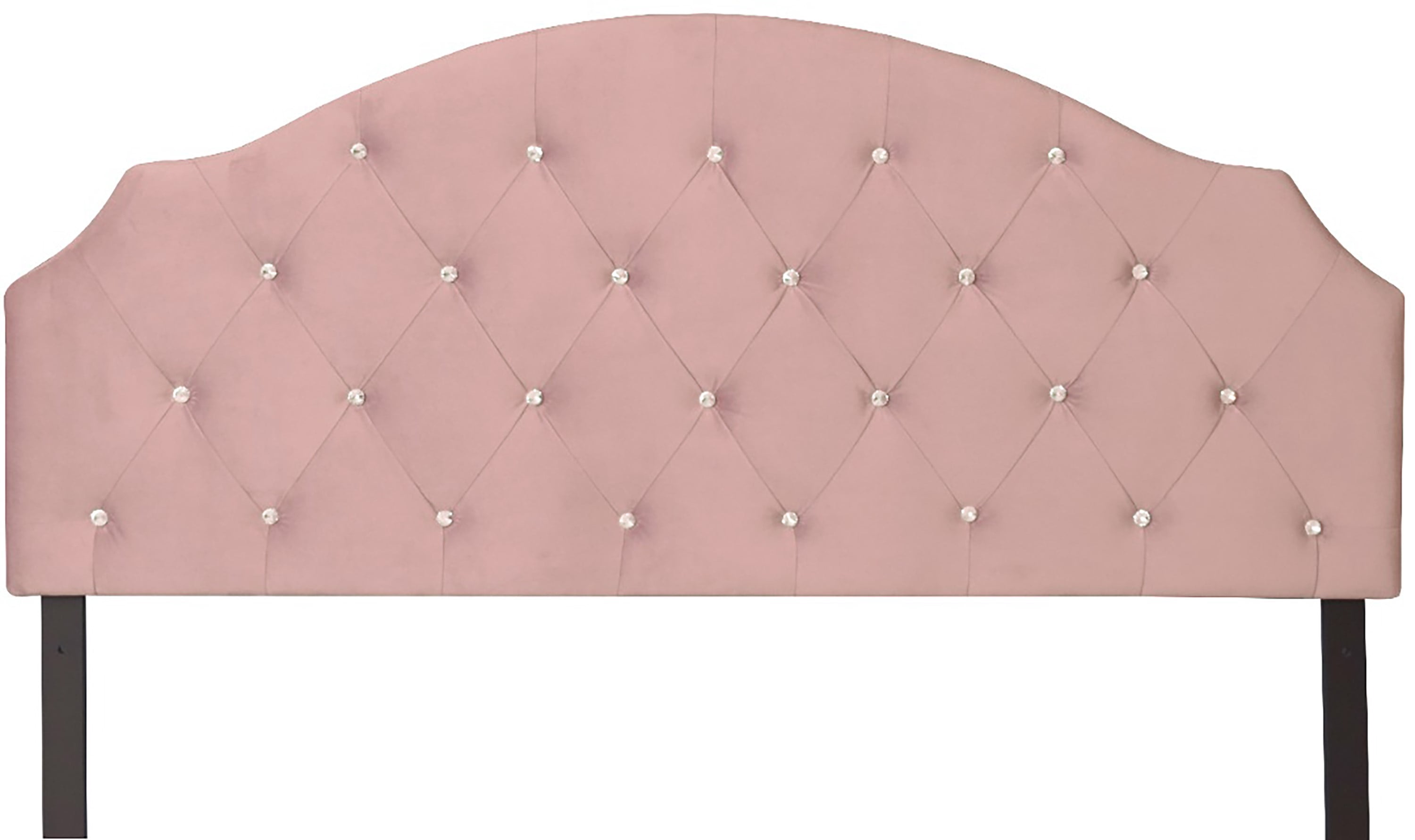 Home Design Evelina Queen Tufted Upholstered Headboard, Pink, Velvet with Diamond Button Tufting, Modern Bedroom Furniture