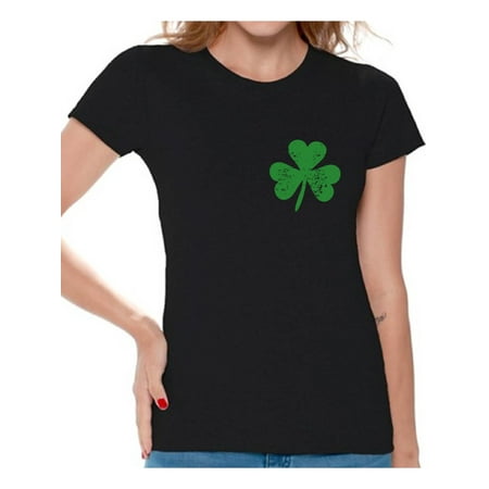 Awkward Styles Womens St. Patricks Day Shirt Irish Clover Pocket Shirt Irish Pride Gifts for Her St Patricks Day Tee Irish St Paddy's Day Outfit Lucky Shamrock Shirts for Women Irish Shamrock Shirt
