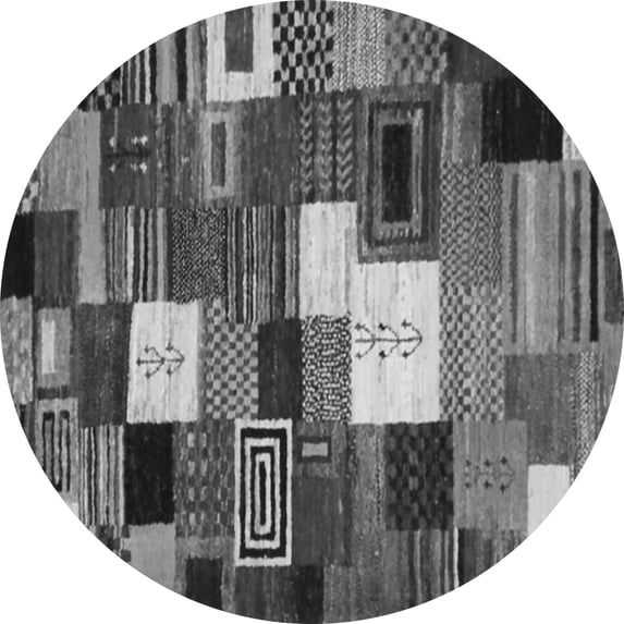 Ahgly Company Indoor Round Abstract Gray Contemporary Area Rugs, 5' Round
