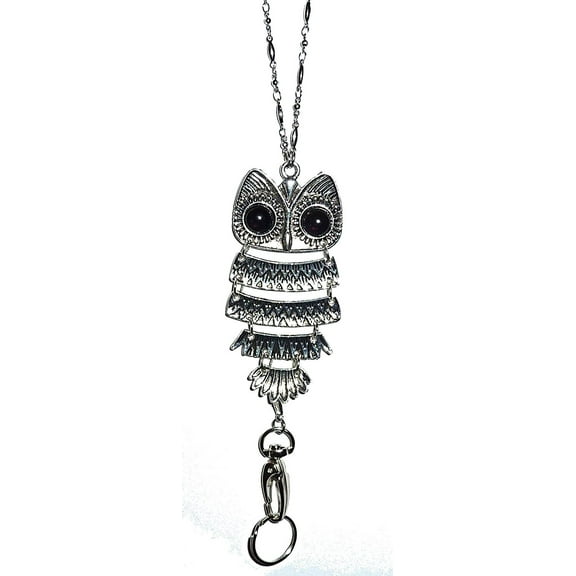 Hidden Hollow Beads Trendy OWL Women's Chain Fashion Lanyard Necklace, Jewelry ID Badge and Key Holder, 34 in.