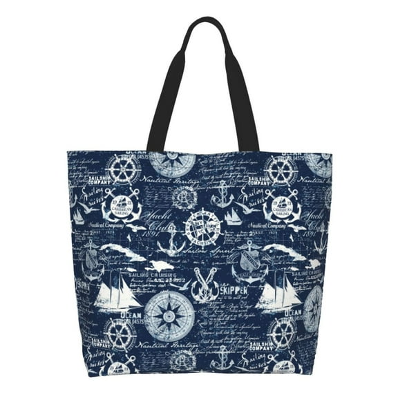 Rocae Sailing Cruises Nautical for Big Capacity Shoulder Bag with Pockets,Tote Bag for Women Handbag