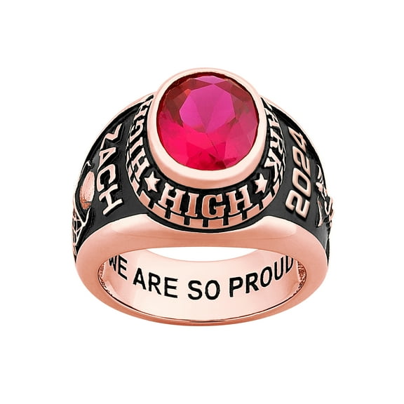 Order Now for 2025 Graduation, Freestyle Men's Rose Gold Celebrium Classic Oval Birthstone Class Ring, Personalized, High School or College