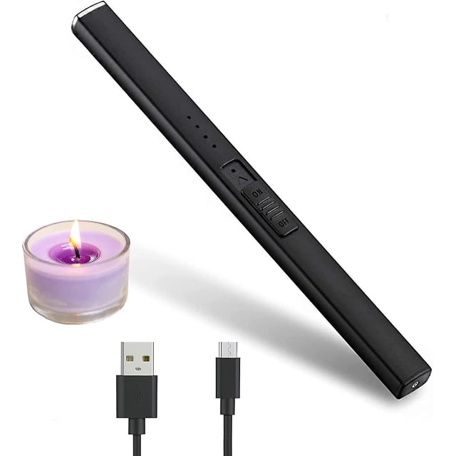 Mini encendedor recargable por USB, resistente al viento, largo, recargable (velas no incluidas)