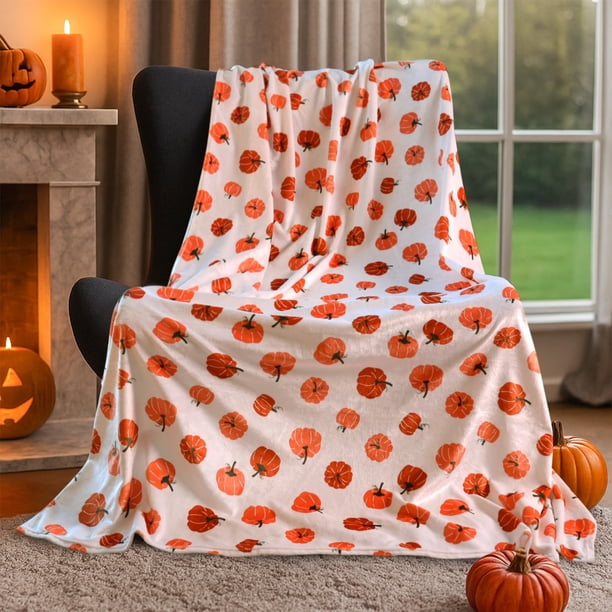 Cobija HITIME Estampada de Halloween, Lana de 300 g/M2, Ultra Suave de Microfibra, 50" x 60", para Decoración del Hogar