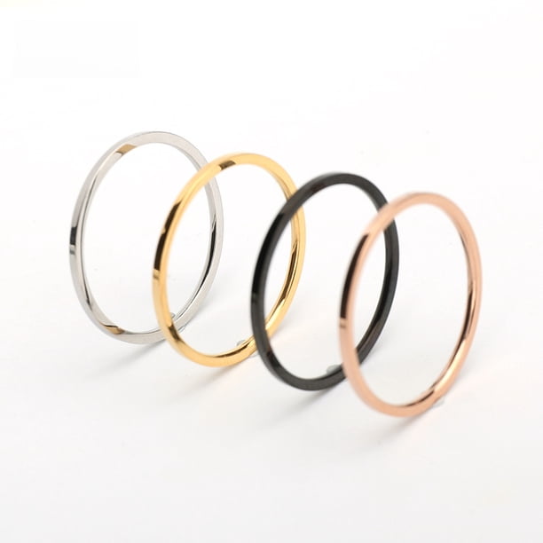 Anillo ultrafino de acero inoxidable de 1 mm con superficie de arco brillante para mujer, anillo de acero de titanio, anillo de cola fina, pulsera de unión