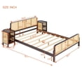 thumbnail image 4 of Aukfa Full Size Platform Bed with 2 Nightstands, 3 Pieces Rattan Bedroom Sets, Walnut, 4 of 8