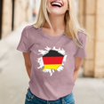 thumbnail image 2 of TSADFHJI Hauts Femmes Tendance Habillé Mode Décontracté Uni Mignon Imprimé Col Rond Manches Courtes Chemise Haut m, 2 of 7