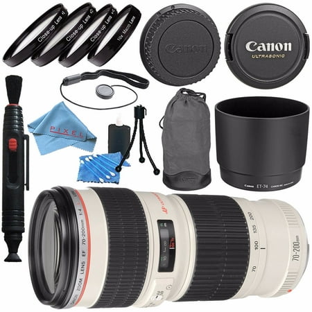 Canon EF 70-200mm f/4L USM Lens 2578A002 + 67mm Macro Close Up Kit + Lens Cleaning Kit + Lens Pen Cleaner + Fibercloth