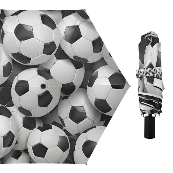 Football Background Compact Sun Umbrella Windproof Travel Umbrellas for Rain Strong Portable UV Protection