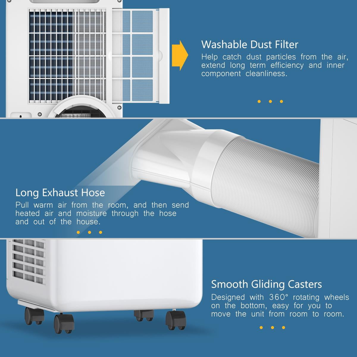 Giantex 9000BTU Portable Air Conditioner, 3-in-1 Floor AC Unit w/Dehumidifier Modes, Easycool Quiet AC Unit