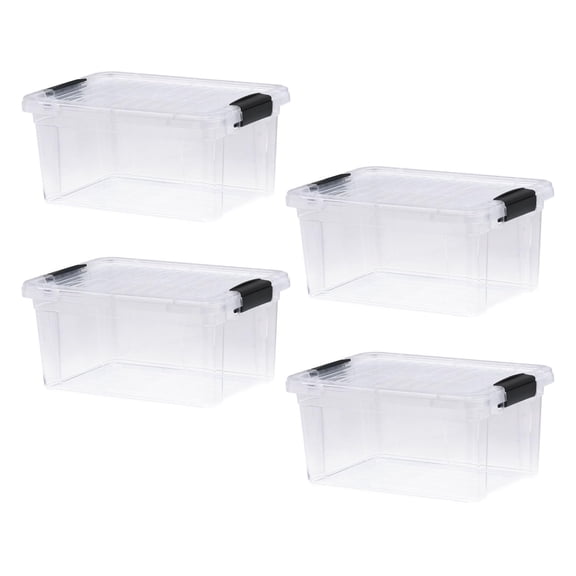 Superio Clear Storage Boxes with Lids, Plastic Container Bins for Organizing, Stackable Crates, BPA Free, Non Toxic, Odor Free, Organizers for Home, Office, School, and Dorm, 6.6 Quart, 4 Pack