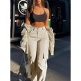 thumbnail image 5 of Women’s Solid Color Straight Long Cargo Pants Loose Casual Design for Everyday & Fashionable Looks, 5 of 5