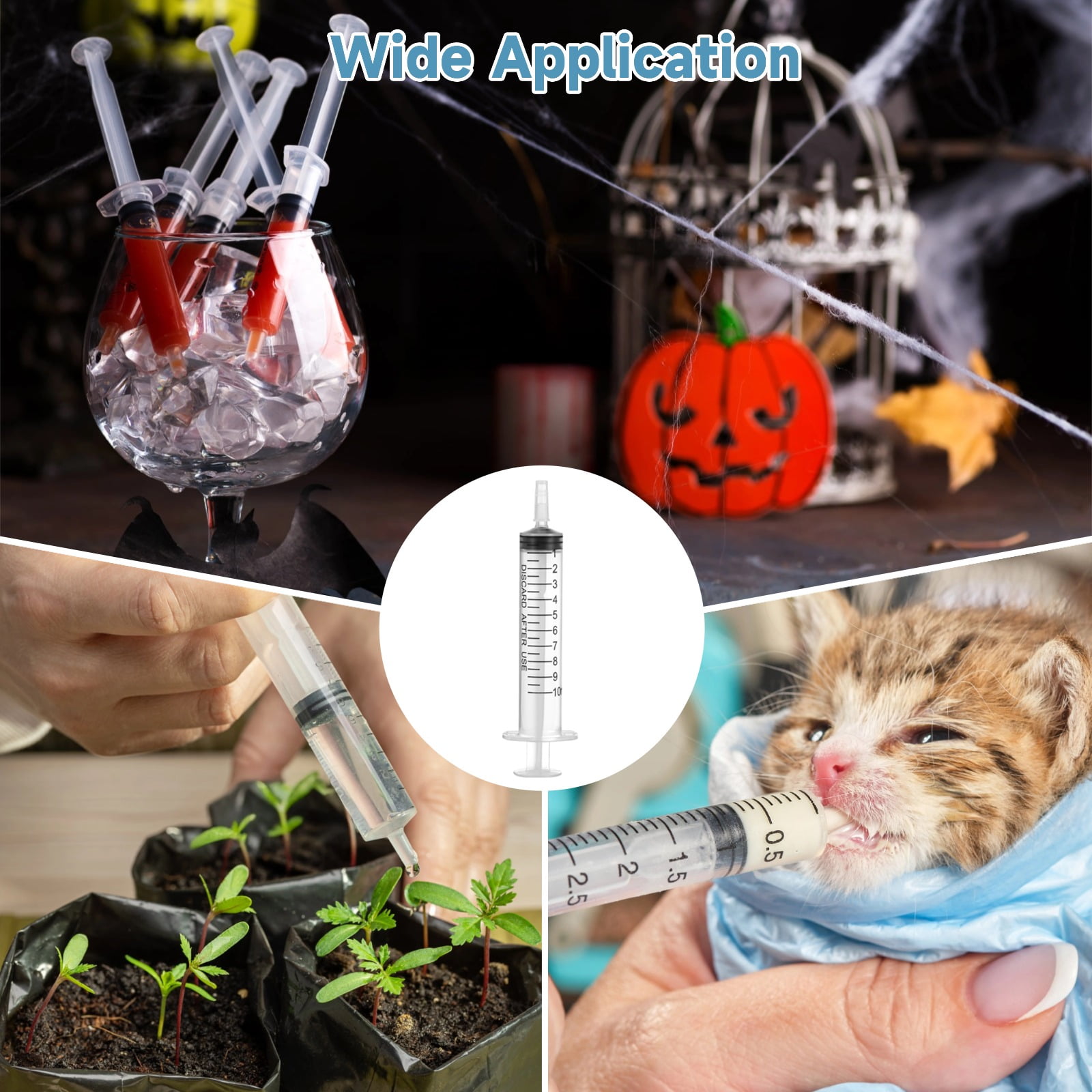 200 PCS Syringe with Tip Cap, 10 ml Plastic Measuring Syringe, Clear Small Syringe for Liquid Dispensing, Pet Feeding, Essential Oil Refilling, Ink Mixing, Lab Measurement, No Needle Included
