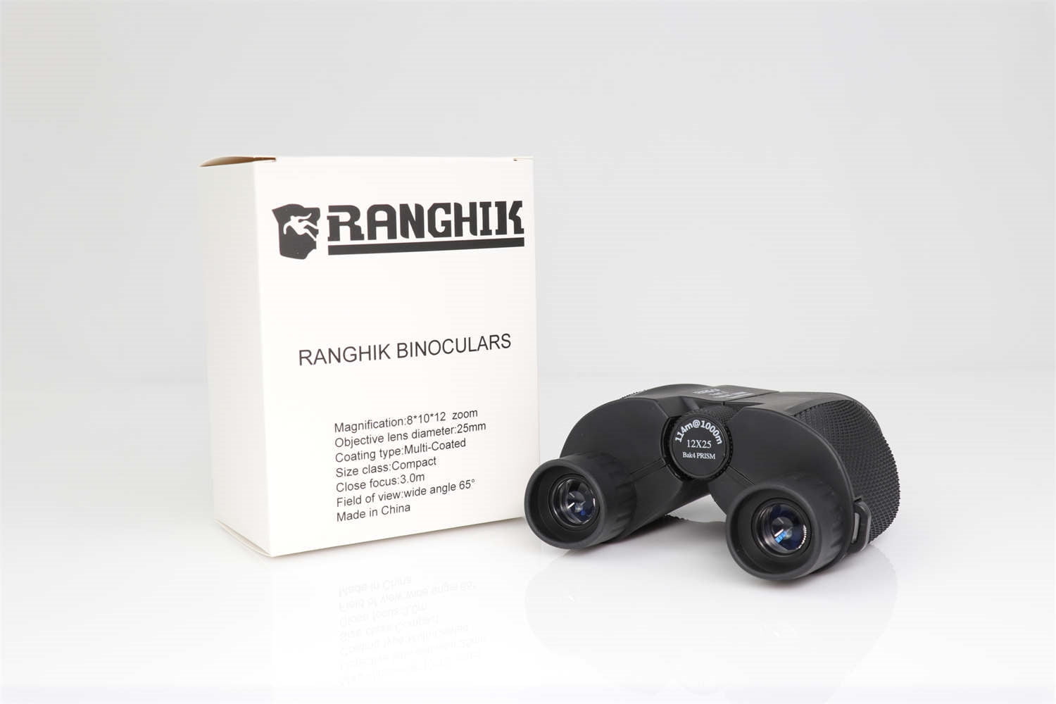 RANGHIK 10X12 Compact Binoculars Black for Adults and Kids for Bird Watching
