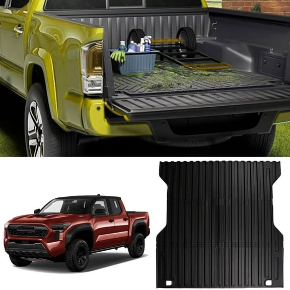 Fit 2024-2026 Toyota Tacoma Truck Bed Mat for 5FT Toyota Tacoma 2024 2025 2026 Pickup Accessory All-Weather Protector TPE Rubber Truck Bed Liner, Black