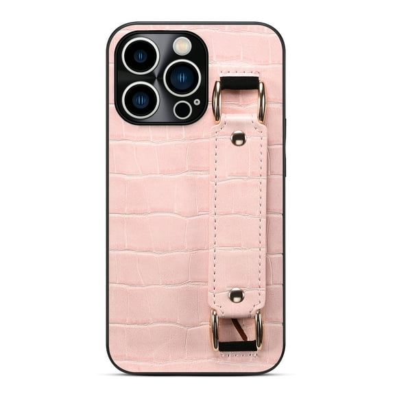 iPhone 13 Pro Max 6.7 Inch DW Wristband Hand Strap Case, Hidden Card Slot Soft TPU Slim Drop Shock Resistant Phone Cover Case  iPhone 13 Pro Max, Pink