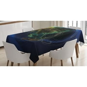 Ambesonne World Tablecloth Rectangular Table Cover, Earth Lines Navigation, 60"x90", Blue Green Brown
