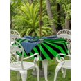 thumbnail image 3 of Outdoor Tablecloth with Umbrella Hole for Patio/Picnic/Party/Camping, Green Black Waterproof Table Cloth Round Cover Washable, Farmhouse Striped Spiral Vortex Abstract (Dia 60"), 3 of 9