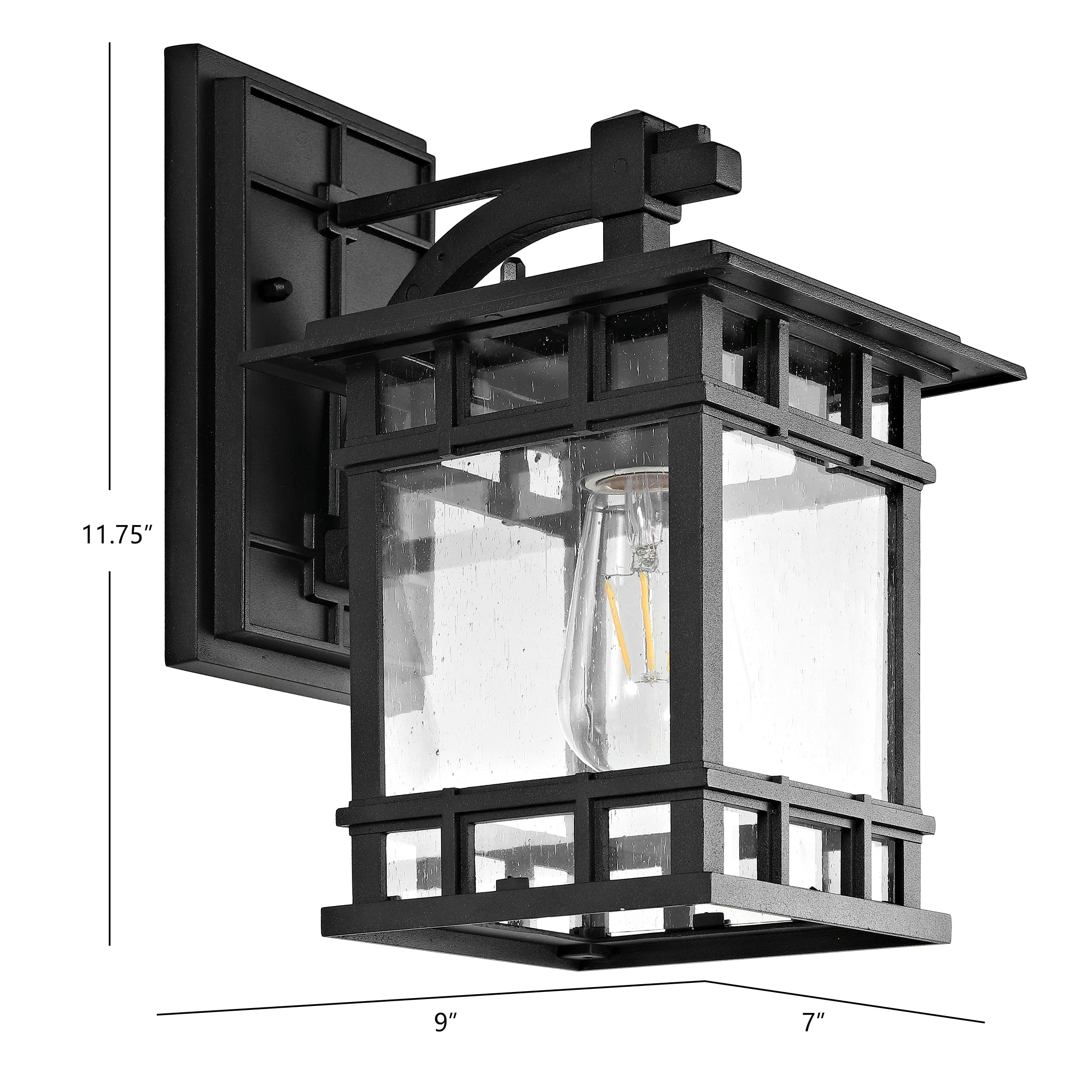 SAFAVIEH Grayter LED Black Aluminium Outdoor Wall Sconce with Clear Glass Shade