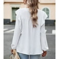 thumbnail image 3 of SWSMCLT Women's Long Sleeve Top Chiffon Cute Shirt Ruffle Loose Soft Crew Neck Summer Lantern Sleeve Blouses White X-Large, 3 of 5