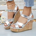thumbnail image 2 of SACFOF Wide Width Platform Wedge Sandals for Women: Comfortable Low Heel Open-Toe Summer Shoes with Adjustable Ankle Strap, 2 of 6