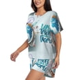 thumbnail image 2 of Fotbe Let's go Travel Print Pajama Set for Women 2 Piece Loungewear Short Sleeve Tops and Shorts Set Soft Sleepwear-Medium, 2 of 7