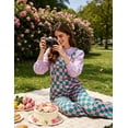 thumbnail image 4 of Checkered Pants Womens Overalls Denim Bib Coveralls Cute Stretch Jeans Jumpsuits(Pink and Green Checkered,XS), 4 of 13