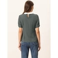 thumbnail image 4 of Blusa De Manga Corta Con Cuello Peter Pan En Contraste Vintage Para Mujer Gris XS, 4 of 5
