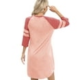 thumbnail image 6 of EFINNY Women's 3/4 Sleeve Nightgowns Contrast Color Nightdress Round Neck Nightshirt Comfy Cotton Sleepshirt S-3XL, 6 of 6
