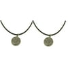 Pair of Saint Michael pendant with leather necklace, antique silver tone -19 mm pendant 0.8"- 23" chain