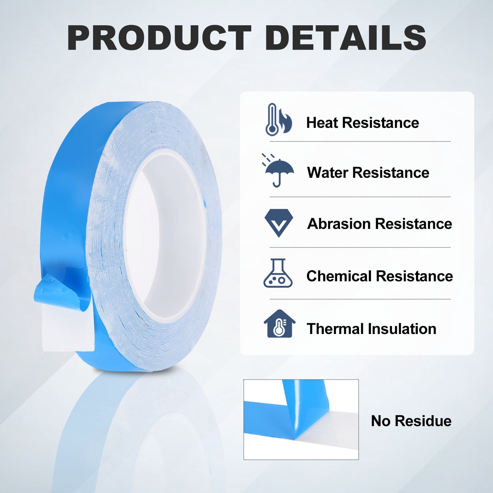Thermal Adhesive Tape, 25m x 25mm x 0.25mm Double Sided Thermal Tapes Conductive Tape Electrically Insulated for Coolers LED Strips Heat Sink Computer CPU GPU, Blue