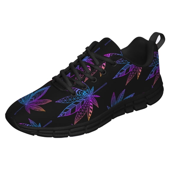 Marijuana Leaf Shoes for Men Women Running Sneakers Breathable Casual Sport Tennis Shoes Gift for Him Her Black Size 3.5