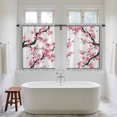 thumbnail image 4 of Spring Pink Flowers Tier Curtains 54 Inch Length, Botanical Peach Blossoms Floral Cafe Short Curtains for Bathroom Over Sink, Small Kitchen Curtain Light Filtering Tiered Drapes 2 Panels 27.5"Wx54"L, 4 of 8