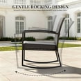 thumbnail image 2 of WWR Rocking Patio Bistro Sets 3 Piece - All-Weather - Conversation Furniture Set, Wicker Rattan Outdoor Front Porch Chair for Balcony, Porch, Garden, Backyard, Poolside, 2 of 8