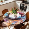 thumbnail image 2 of Active Baseball Elastic Fitted Round Table Cover Watercolor Sport Style Waterproof Outdoor Tablecloth for Holiday Party, Picnic, Patio & Dining Fits Tables Up to 45"-54", 2 of 8