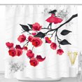 thumbnail image 1 of Elegant Black Shower Curtain with Red Dress & Floral Design, 1 of 4