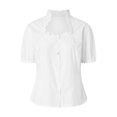 thumbnail image 6 of MIXUE Boho Tops For Women Summer Lace Solid Color Square Collar Short Sleeve Casual Pullover Shirts For Women T-shirts Streetwear,White,XXXL, 6 of 9