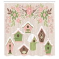 thumbnail image 3 of Ambesonne Birdhouse Shower Curtain, Pastel Floral Snow Nest, 69"Wx70"L, Multicolor, 3 of 5