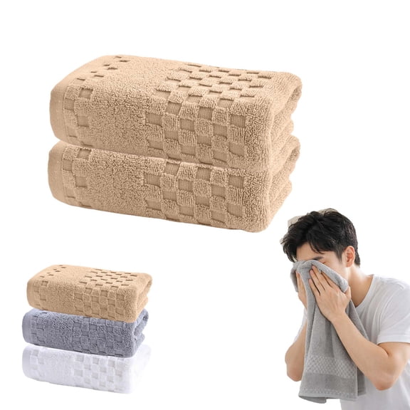 KOYPTL 2PCS Bathroom Hand Towels Set,100% Cotton Hand Towel for Bath,Hand,Face,Hair Kitchen,Household Thickened Soft Absorbent | Machine Washable | Quick-Dry | Waffle Textured Gift Towels Khaki