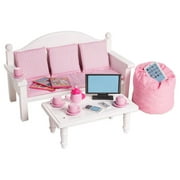 Playtime by Eimmie Wood Sofa & Coffee Table w/ Accessories for 18" Dolls