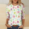 thumbnail image 2 of YanHoo Easter 3/4 Sleeve Shirts for Women Plus Size Ladies Easter Shirts Christian 3/4 Sleeve Tunic Tops Pullover Tee Cute Bunny Easter Eggs Graphic T-Shirt, 2 of 6