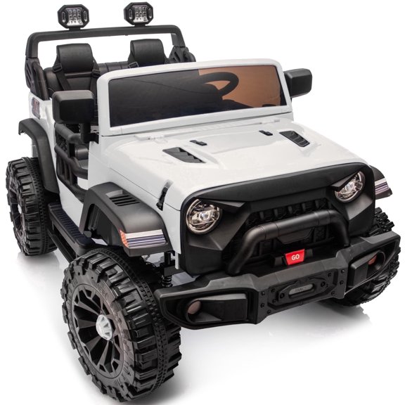Outfunny 12V 7Ah Ride on Toy for Big Kids, 2 Seater Electric Ride on Car Truck w/ Remote, Bluetooth - White