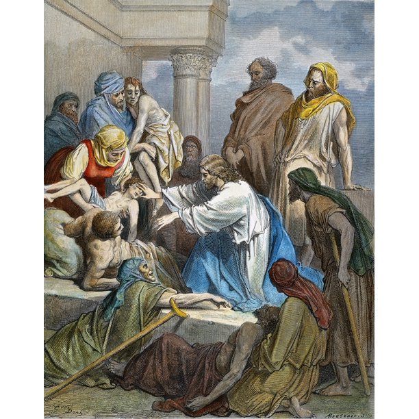 Dor Jesus Healing Sick Nmatthew 1530 Color Engraving After Gustave Dor Rolled Canvas Art 24 X 36 Walmart Com Walmart Com