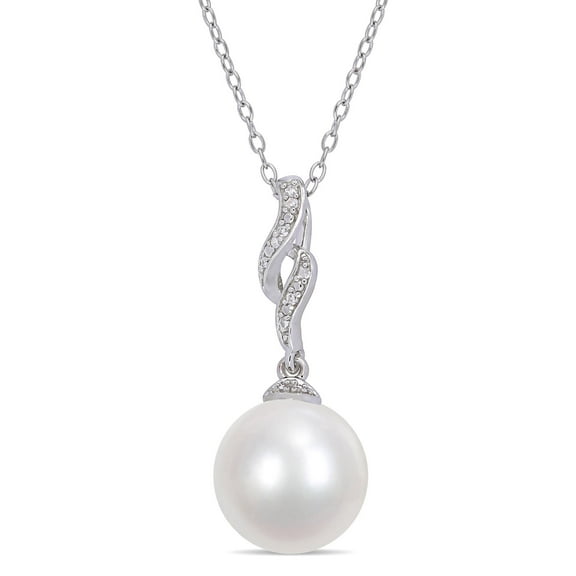 Everly Women's Cultured Pearl and Diamond Sterling Silver Necklace