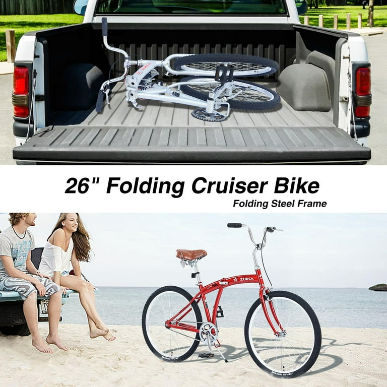 26 Single Speed Folding Beach Cruiser Bike Multiple Colors Lightweight and Portable Design for Easy Transportation and Storage Walmart