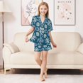 thumbnail image 3 of Silky Satin Kids' Pajama Set Breathable & Smooth Unisex Button-Down Pajamas Abstract Turtle Pattern, 3 of 8
