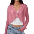 thumbnail image 5 of COMVALUE Women's Long Sleeve Cardigan Sweaters Open Front Cropped Bolero Shrugs for Dresses (Pink, One Size), 5 of 5