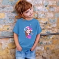 thumbnail image 2 of PMVFHDE Hauts d'Été pour Filles Hauts Décontractés Tendance T-Shirts d'Été Manches Courtes Imprimé Col Rond Ample Bleu, 6-7 Ans, 2 of 4