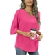 thumbnail image 2 of Tops de verano para mujer: túnica holgada con cuello en V y manga 3/4, poliéster, informal/trabajo/cita, para combinar con leggings, 2 of 6