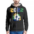 thumbnail image 1 of 2022 Qatar Football World Cup Zip Hooded Sweater Netherlands Spain Brazil Fans Cheering Jacket, 1 of 5
